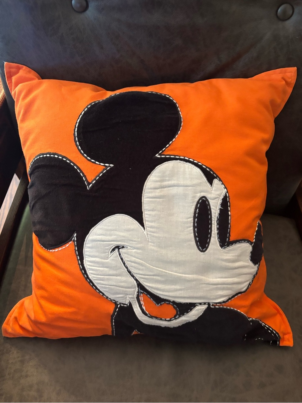 RARE Ethan Allen Disney Pillow Mickey Mouse Block Carrot Orange Discontinued HTF